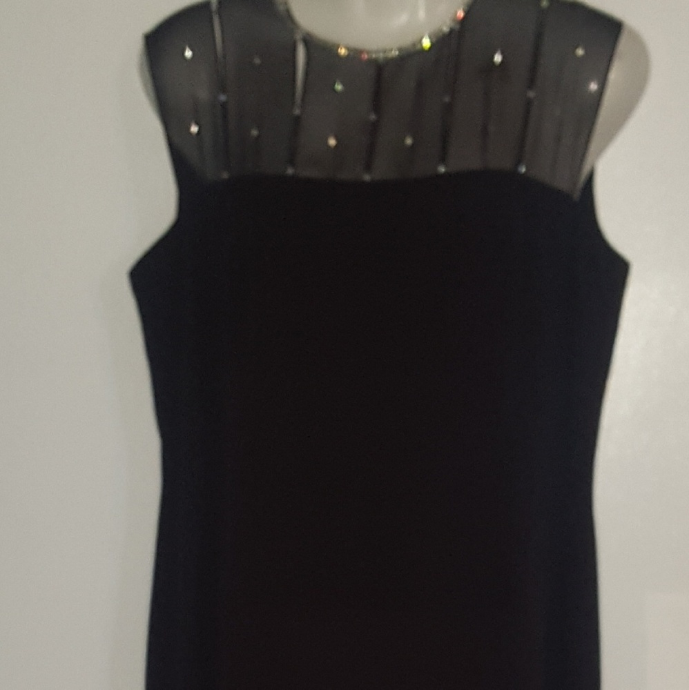 Gorgeous black evening dress with rhinestones neck